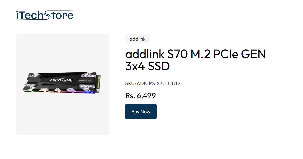 addlink S70 M.2 PCIe GEN 3x4 SSD - iTechStore