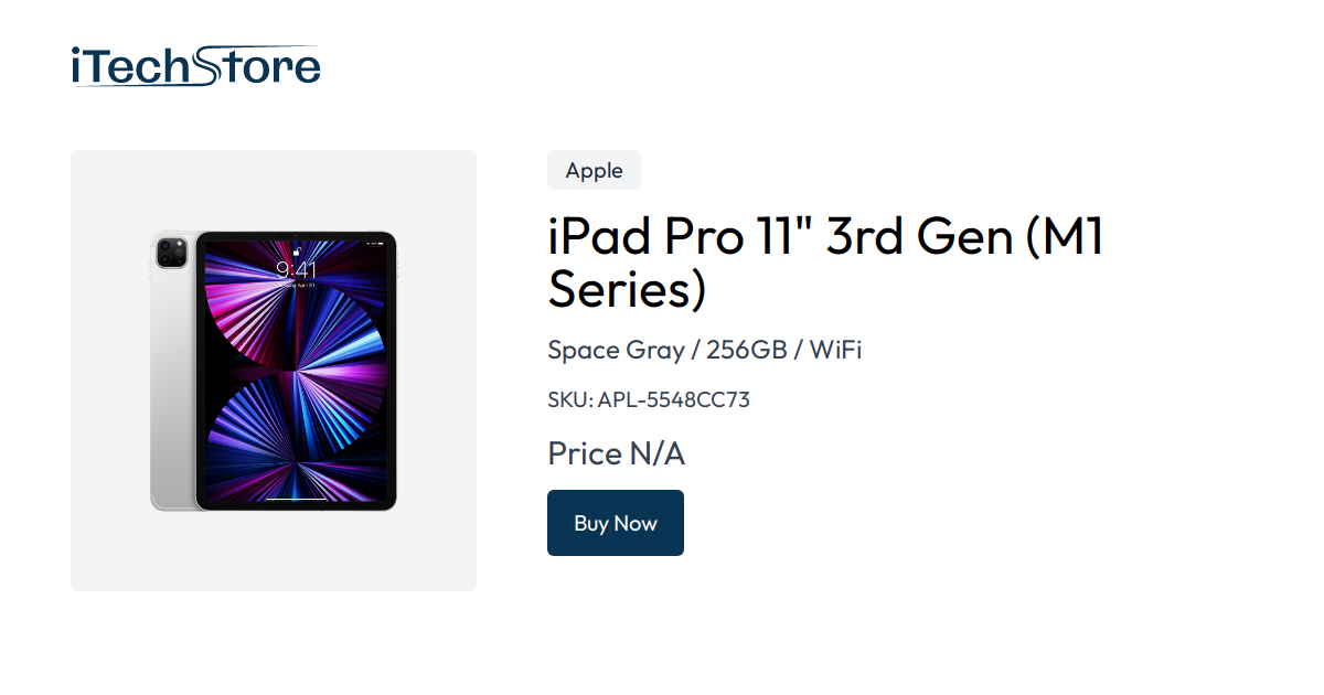 iPad Pro 11" 3rd Gen (M1 Series) - Space Gray / 256GB / WiFi - iTechStore