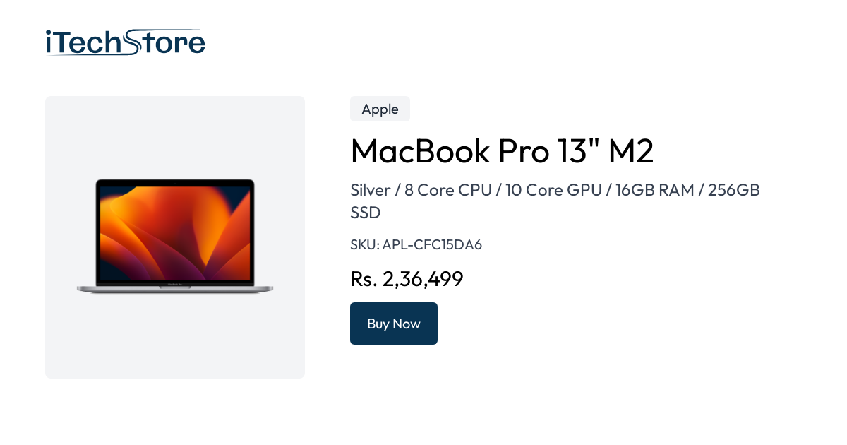 MacBook Pro 13' 256Go SSD 16Go RAM Puce M2 CPU 8 cœurs GPU 10
