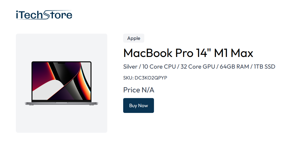 MacBook Pro 14" M1 Max - Silver / 10 Core CPU / 32 Core GPU / 64GB RAM ...