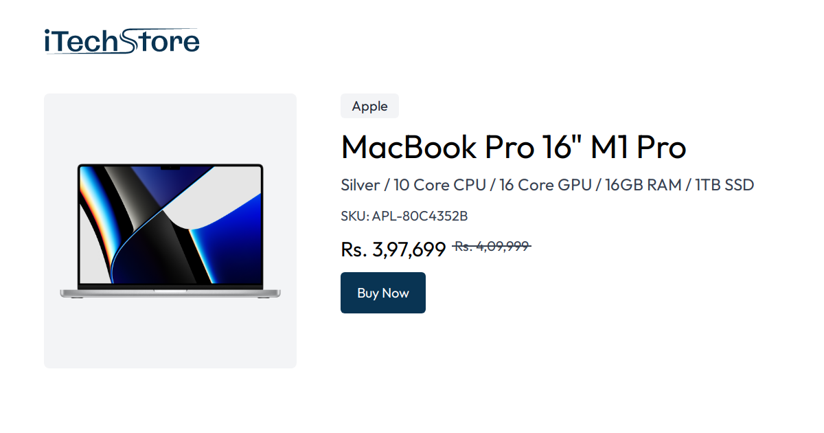 MacBook Pro 16" M1 Pro - Silver / 10 Core CPU / 16 Core GPU / 16GB RAM ...
