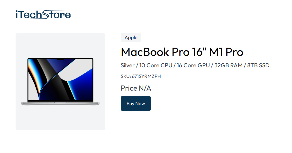 MacBook Pro 16" M1 Pro - Silver / 10 Core CPU / 16 Core GPU / 32GB RAM ...