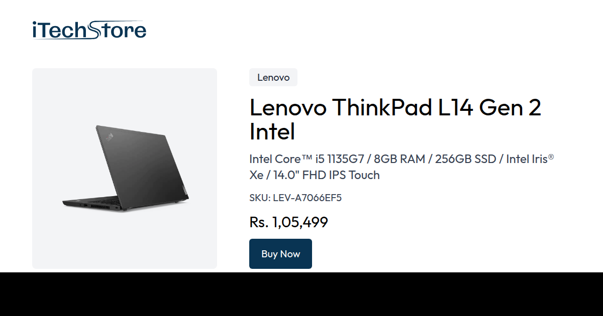 Lenovo ThinkPad L14 Gen 2 Intel Core i5 1135G7 8GB RAM 256GB SSD Intel Iris Xe 14.0 FHD IPS Touch