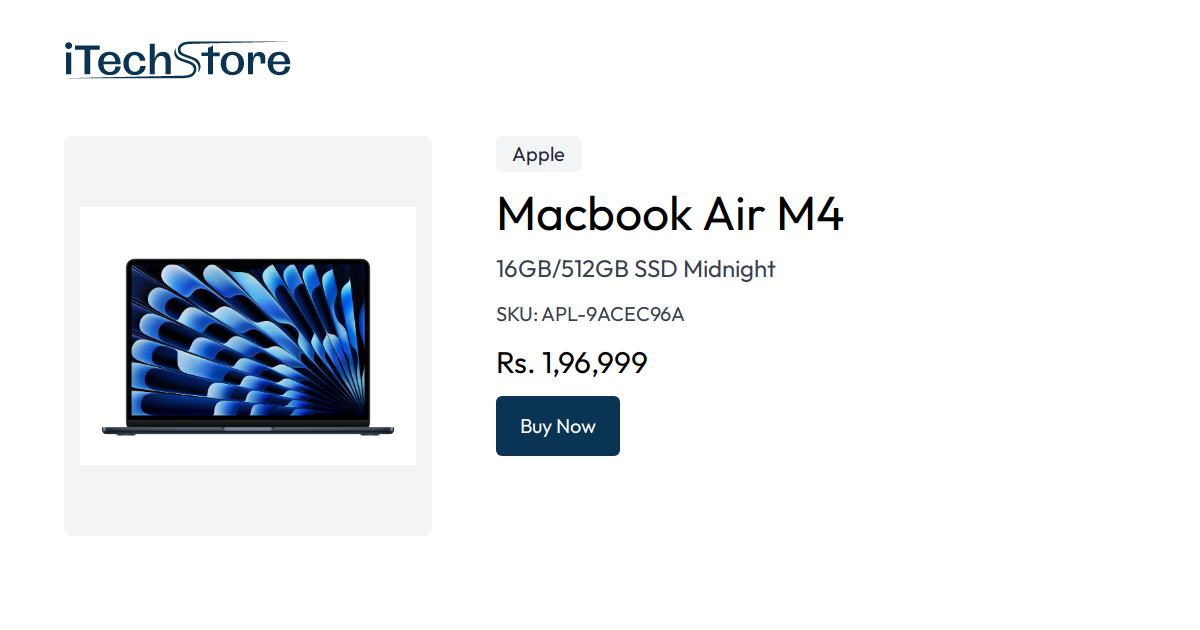 Macbook Air M4 - 16GB/512GB SSD Midnight - iTechStore
