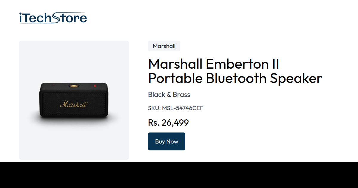 Marshall Emberton II Portable Bluetooth Speaker - Black & Brass ...