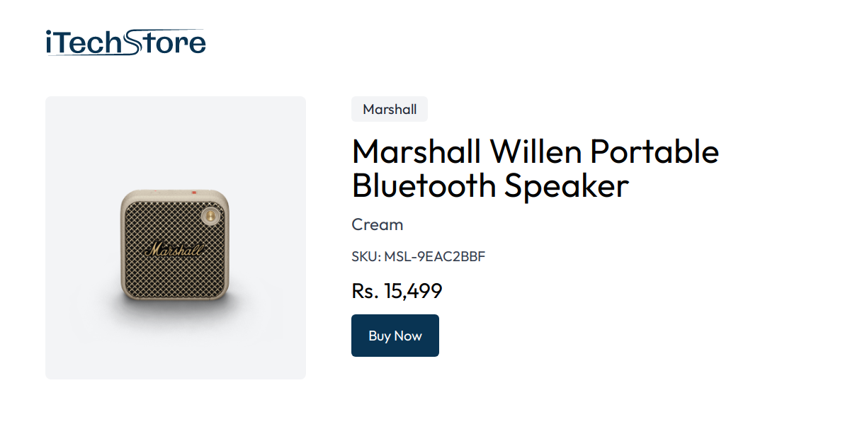 Marshall Willen Portable Bluetooth Speaker Cream iTechStore